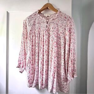 Floral Smocked Peasant Blouse - Cynthia Rowley